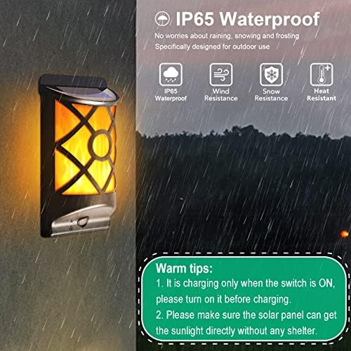 Solar Flame Lights Outdoor, LazyBuddy Flickering Flames Solar Wall Light, Fire Effect 66 LED Auto On/Off Solar Powered Wall Mounted Landscape Decor Lighting Torch Lamp for Fence, Patio, Deck - Image 6