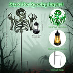 Halloween Skeleton Decorations Outdoor,Spooky Green Glowing Iron Skull - Image 5