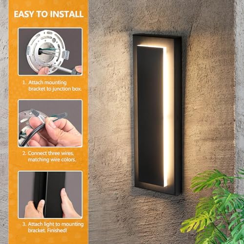tewei Modern LED Outdoor Wall Lights Black Exterior Porch Lights, 15.7'' - Image 5