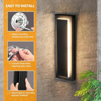 tewei Modern LED Outdoor Wall Lights Black Exterior Porch Lights, 15.7'' - Image 5