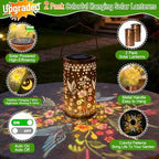 2 Pack Colorful Hummingbird Solar Lanterns Outdoor Waterproof, Decorative Metal Hanging Lantern Hummingbird Solar Lantern for Porch Yard Tabletop Path Garden Decor, Ideal Gifts for Mom Wife Grandma - Image 4