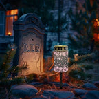 Poceacles Flameless Candle Solar Powered Grave Outdoor Solar Lights Cemetery Candle Lights Fake LED Pillar Candles Outdoor Waterproof Decorative, Peach Blossom Butterfly, Pack of 6 - Image 2