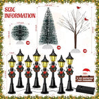 32 PCS Christmas Figurine Village Accessories, Mini Street Light Models with Brush Trees, Miniature Christmas Pathway Street Lamps Lantern Post for DIY Micro Landscape Fairy Garden - Image 2