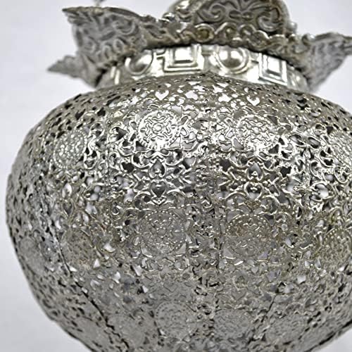 Westcharm Antique Silver Oriental Moroccan Ramadan Lantern Metal Hanging Pendant Light Candle Lantern Lamp Decorative Decor Indoor Outdoor - Small - Image 7