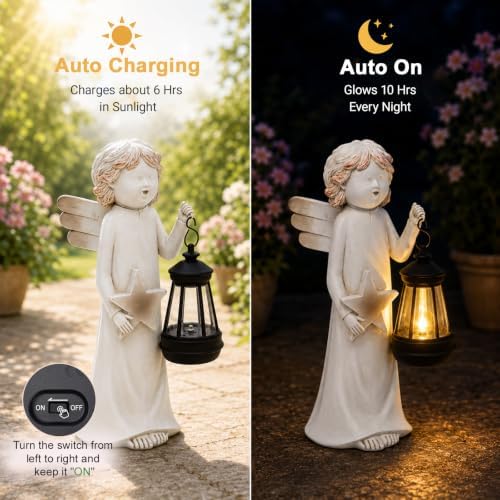 Garden Angel Statue with Solar Lantern - Garden Decor Gifts for Women - Image 4