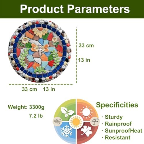 Round Garden Stepping Stones Resin Decorative Stepping Stone for Garden, 13 Inch Thicker Pavers for Garden Walkway Tread Stone Paving Stone for Yard Emulational Outdoor Lawn Decoration Stones(Style B) - Image 5