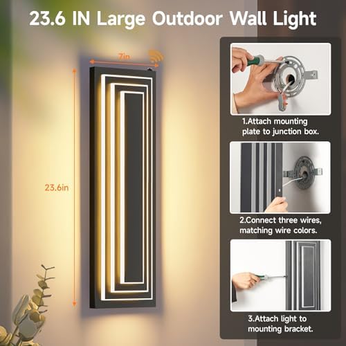Dusk to Dawn Outdoor LED Wall Lights,3-Tier 23.6 in,36W,2 Packs - Image 6