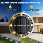 Peasur Solar Lights Outdoor Waterproof -12 Pack Solar Ground Lights Anti-Rust, Flat Solar Powered Disc Lights Landscape Lighting for Deck Step Patio Yard Pathway Walkway Driveway Garden, Warm White - Image 2