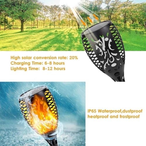 XIHAMA Solar Garden Flame Light - Waterproof Outdoor Solar LED Dancing Flame Torch, Flickering Torch for Garden Decoration, Lawn Path, Yard and Patio Light (4 Pack) - Image 4