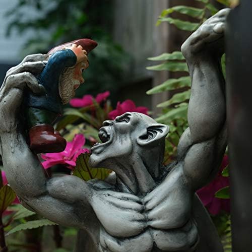 Great Gargoyle Gnome Massacre Fence Hanger - Polyresin Outdoor Wall Décor - Detailed Hanging Statue – Gnome with Gothic Climbing Grotesque Gargoyle for Patio, Porch, Fence, Garden - Image 3