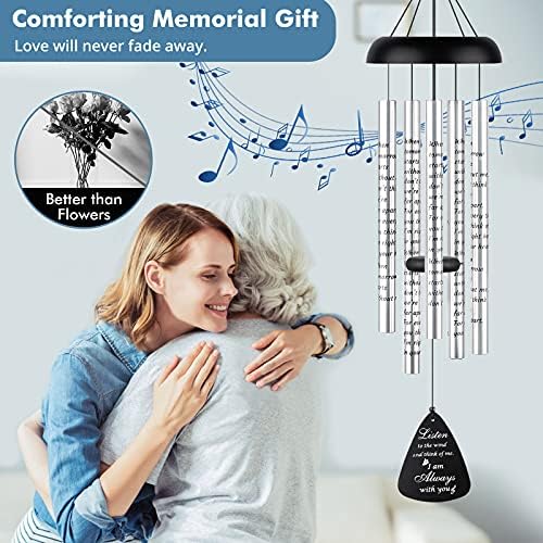 Fabuday 32'' Sympathy Wind Chimes Memorial Gift for Loss of Loved One Black - Image 2