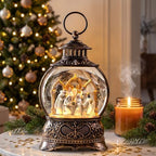 Christmas Snow Globe Lantern with Nativity Scene and Wise Men, Musical Water Lantern with Swirling Glitter, 6H Timer, USB Powered or Battery Operated, Vintage Christmas Tabletop Decor Gift - Image 3