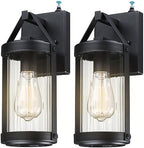 LONEDRUID 2 Pack Dusk to Dawn Sensor Black Outdoor Wall Sconce Lightings by LONEDRUID
