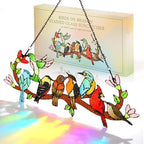 Huray Rayho Stained Glass Window Hanging Birds On Branch Sun Catcher Decor by HurayRayho