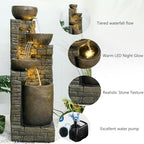 Hamiedun 38.2 ''H Water Fountain Outdoor Cascading Bowls and Stacked Stones with Led Lights Waterfalls Fountain for Outside Gardens, Landscaping, Balconies, Floor Patio,Backyard and Home Art Decor - Image 5