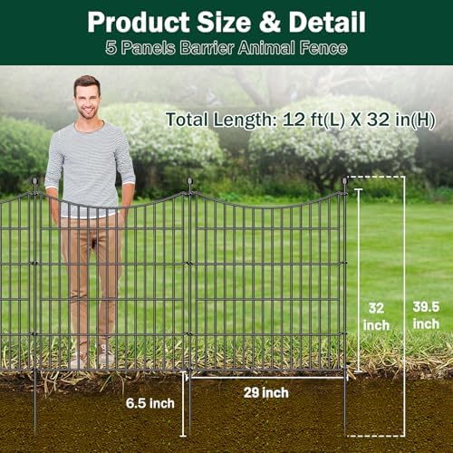No Dig Dog Fence Outdoor for Yard with Gate, 32 in(H) X 11.8 ft(L) - Image 2