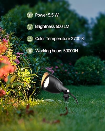 LITFIT 3Pack Outdoor Spotlight,5.5W Warm White Plug in Landscape Light 120V - Image 2
