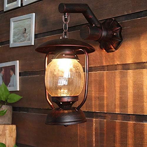American Country Barn Lantern Iron Glass Lampshade Kerosene Oil Wall Light Antique Metal Aisle Dining Room Cafe Bar Wall Lamp Fixtures Vintage Industrial Loft Wall Sconce - Image 4