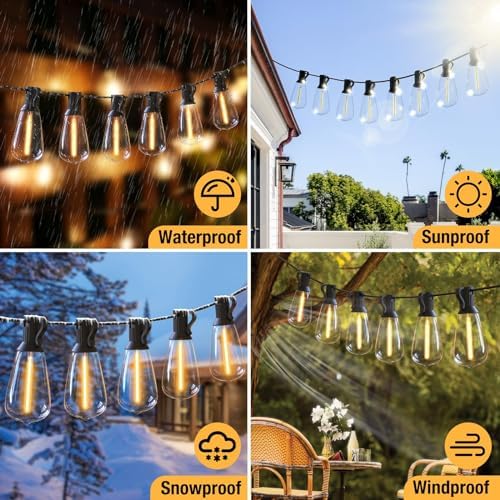 litogo 240FT Dimmable Patio Lights Waterproof, LED Outdoor String Lights with Shatterproof Edison Bulbs, Outside Hanging Light with Timer for Bistro Yard Tent Garden Camp - Image 2