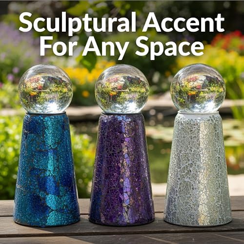 Sunnydaze Glass Gazing Ball Stand for Outdoors, Mirrored Diamond - Image 5