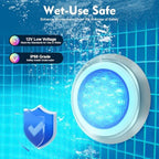 11.8Inch LED Pool Light, 12V 54W RGB Color Change Led Pool Light, 7 Colors 12 Modes Dynamic Changing Modes Underwater Pond Light, Submersible Led Light with Remote for Pool Wall - Image 4