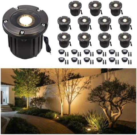 Gardenreet Brass Well Lights, 12V Low Voltage Wired 2700K In-Ground, 12PK by Gardenreet