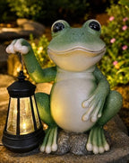 YODY Solar Garden Statues Outdoor Decor Frog with Lantern by YODY