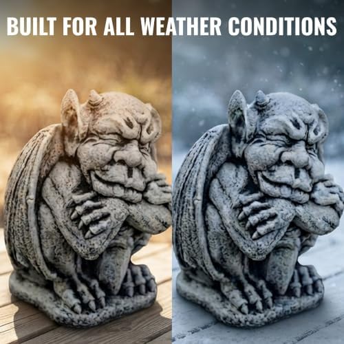 OLOMA Medieval Sleeping Gargoyle Concrete Garden Statue Winged Demon Gothic Outdoor Garden Decor Lawn Ornament Stone Mythical Creature Sculpture Yard Patio Porch Landscape Accent Gift - Image 5