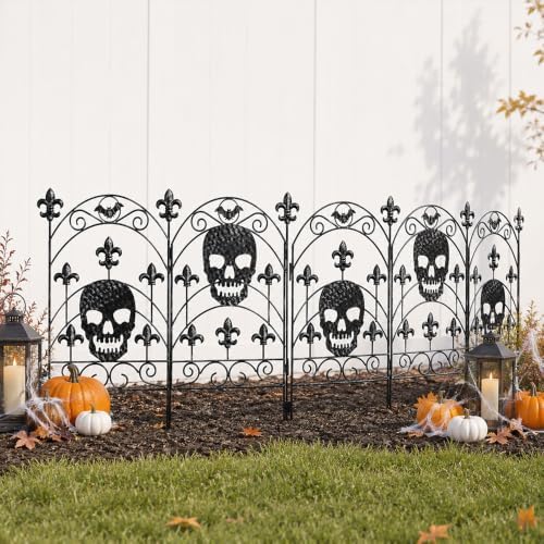 hogardeck 2PCS Halloween Decorations Outdoor, Metal Fence Decorative Garden Stakes with Skull Head for Halloween Decor, Yard Signs for Halloween Outside Garden Lawn Porch Party Decorations - Image 3