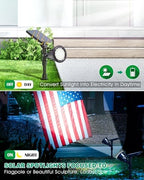 Solar Spot Lights Outdoor Waterproof, 18 LED 2 Mode Brightness Solar Spotlights Dusk to Dawn Landscape Lighting Flag Pole Lights for Garden Yard Tree Pool Sign Pathway, 4pack(Cool White) - Image 5