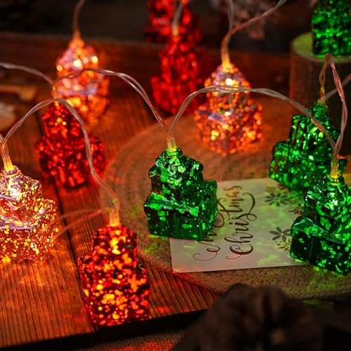 CAKERS Led Christmas String Lights|Creative Ambient Decor Fairy Lights|Hanging Copper Wire Lights|Night Lamps for Birthday Party Xmas Tree Decor,Box Shape,3m(9.8ft)-20LED-Battery - Image 3