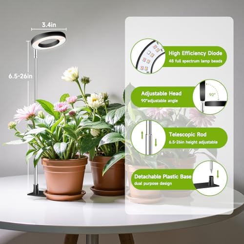 Kullsinss 3.5in Halo Plant Lights for Indoor Growing, 48 LEDs Full Spectrum - Image 3