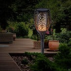 Solar Torch Lights Outdoor, 6 Pack Flickering Flame Landscape Lamps, IP65 Waterproof Garden Pathway Yard Decor, Warm LED Solar Torches, ABS Black Stake Design - Image 2