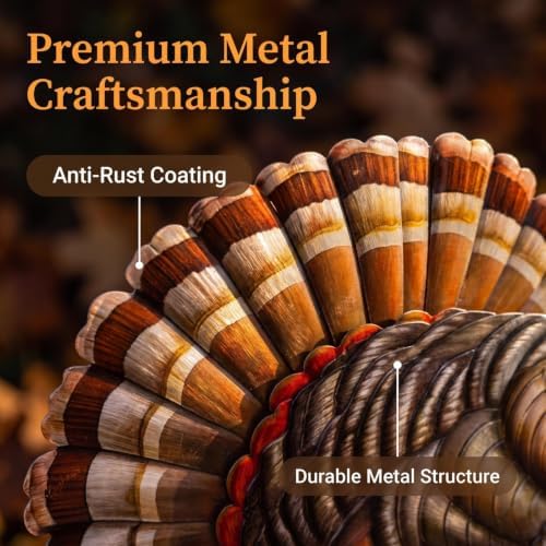 DoukeLiu Metal Thanksgiving Turkey Garden Stake, Tom Turkey Yard Sign Stake, Fall Harvest Outdoor Lawn Patio Thanksgiving Decoration(16.5 * 14 * 0.6in) - Image 4