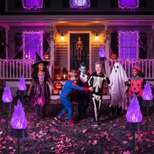 Toodour Solar Halloween Lights Outdoor, 4 Pack Solar Torch Light Waterproof - Image 3