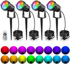 OurLeeme Lawn Flood Light Stake, 2-in-1 Waterproof Outdoor Remote controlle Landscape Lighting Spotlight Wall Light for Yard Garden Driveway Pathway Pool (4 Pack) by OURLEEMELIGHTING