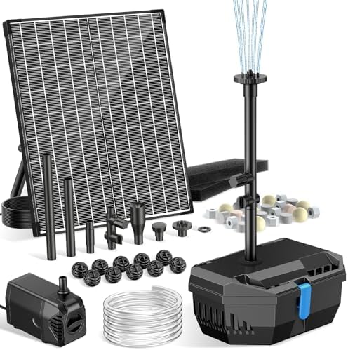 NFESOLAR 20W Solar Pond Filter Kit with Fountain Pump, 160 GPH Solar Pond Pump & Outdoor Filter Box, Submersible Water Pump with 16.5FT Cable & 6.6FT Tubing for Koi Pond, Fish Tank, Garden Fountain by NFESOLAR