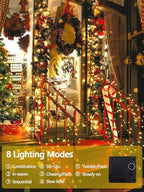 Solar String Lights Outdoor 4 Pack 400 LED 132FT Christmas Light Warm White - Image 3