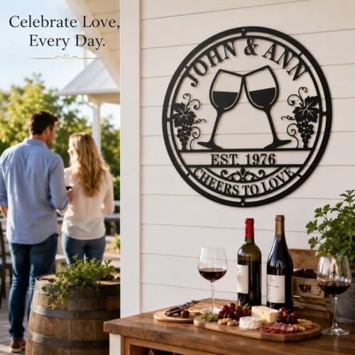 Personalized Anniversary Wedding Gifts for Couple Parent Husband Wife,Custom Metal Name Signs,Family Name Sign for Outdoor, Metal Wall Art, Housewarming Gift(Style 21) - Image 3