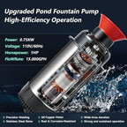 Pond Fountain Aerator, 1HP 110V 15000GPH Floating Fountain Pump for Ponds - Image 2