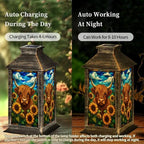 Solar Lantern Highland Cow Sunflowers Stained Glass Style Outdoor Waterproof Hanging Solar Light Outside Lights for Patio Yard House Lawn Decor Birthday Gifts for Women Mom - Image 4
