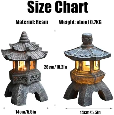 Decor Pagoda Garden Statue Sculpture Solar Lantern Zen Decoration for Landscape Nightstand Accessories(A2) - Image 5