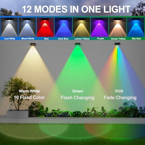 ZCXLIGHT Solar Fence Lights,Fence Lights Solar Powered Waterproof IP65 Multicolor Led 12 Fixed Colors ＆RGB Color Changing for Pool, Deck, Patio, Porch, Stairs, Holiday-12pack - Image 3