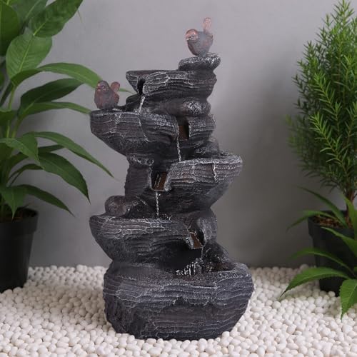 Resin Stone Imitation Waterfall with LED Lights Tabletop Water Fountain Desktop Waterfall Fountain Relax Decor for Home Office - Image 5