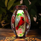 Starsoul Unique Hot Air Balloon + Cardinal Solar Lantern Glass Solar Hot Air Balloon Lantern with Flame Light + Metal &Stained Glass Cardinal Solar Light Waterproof Solar Lantern for Yard Garden - Image 3