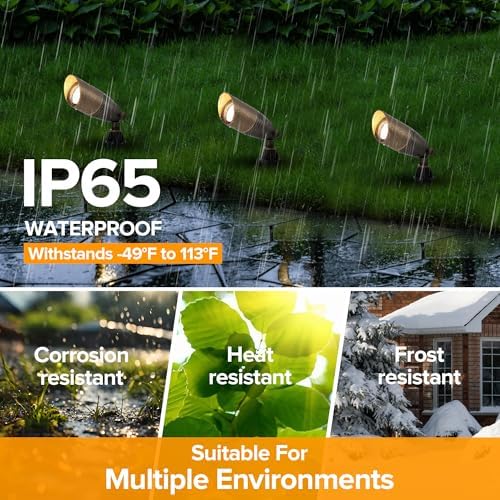 LUTEC Solid Brass Low Voltage Landscape Lighting, 12V Heavy Duty Waterproof Landscape Spotlights Bronze, Wired Uplights Outdoor Fixtureswith ABS Spike, Garden Yard Pathway Tree Without Bulb, 6 Pack - Image 6