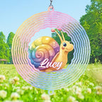 Personalized Snail Colorful Garden Wind Spinner, Custom Name 3D Kinetic Yard Ornament for Outdoor Lawn Decor Gifts by Handmadetneonsign