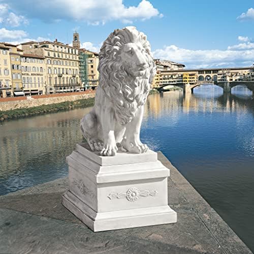 Design Toscano Lion of Florence Sentinel Indoor/Outdoor Animal Statue, 28 Inch Tall, Cast Stone Resin, Antique Stone Finish - Image 2