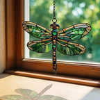 Emerald Mosaic Dragonfly Acrylic Suncatcher - Image 3