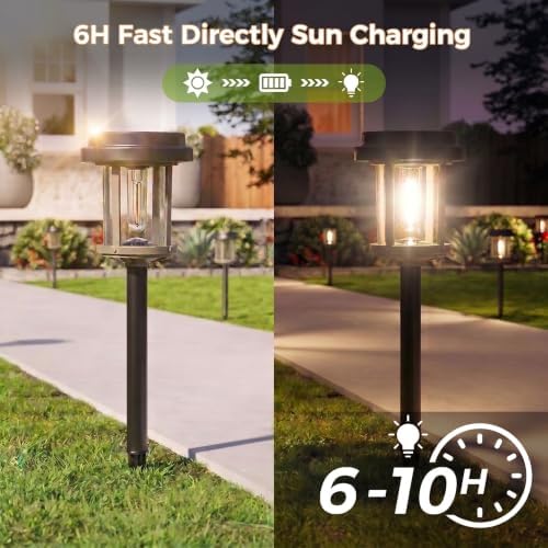 XMCOSY+ Solar Pathway Lights, 6 Pack Garden Solar Powered Outdoor Lights - Image 3